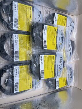 Lot of (8) StarTech DB9 RS232 Serial Null Modem Cable Female To Male 6FT Black
